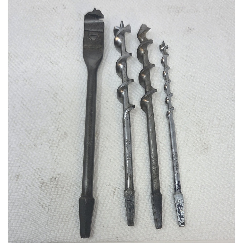 Craftsman Vintage Brace Bit Lot 4pc Auger Expansive Vanadium USA Woodworking